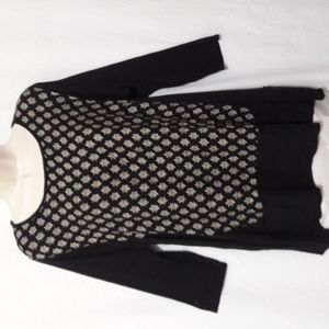 Lucky Brand Top Women Size 1X Black & White Print Long Sleeves Back Slit